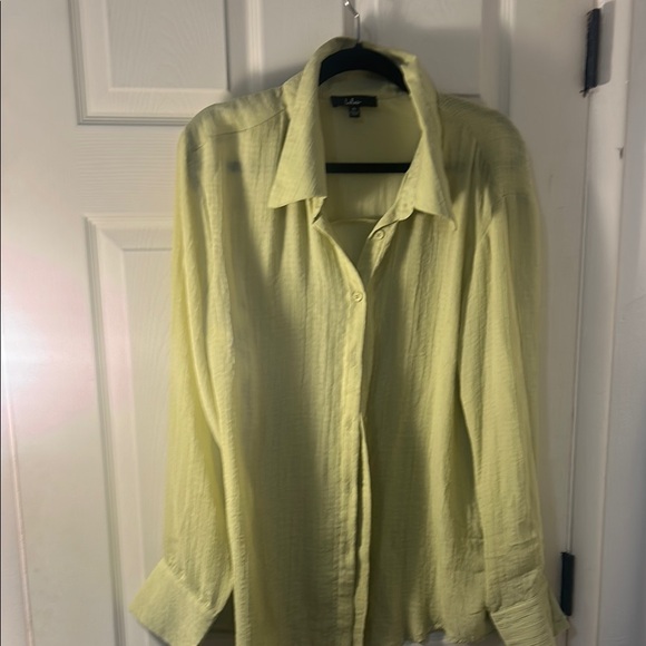 Lulu's Yellow Long Sleeve Boxy Button Down Blouse - Picture 3 of 5